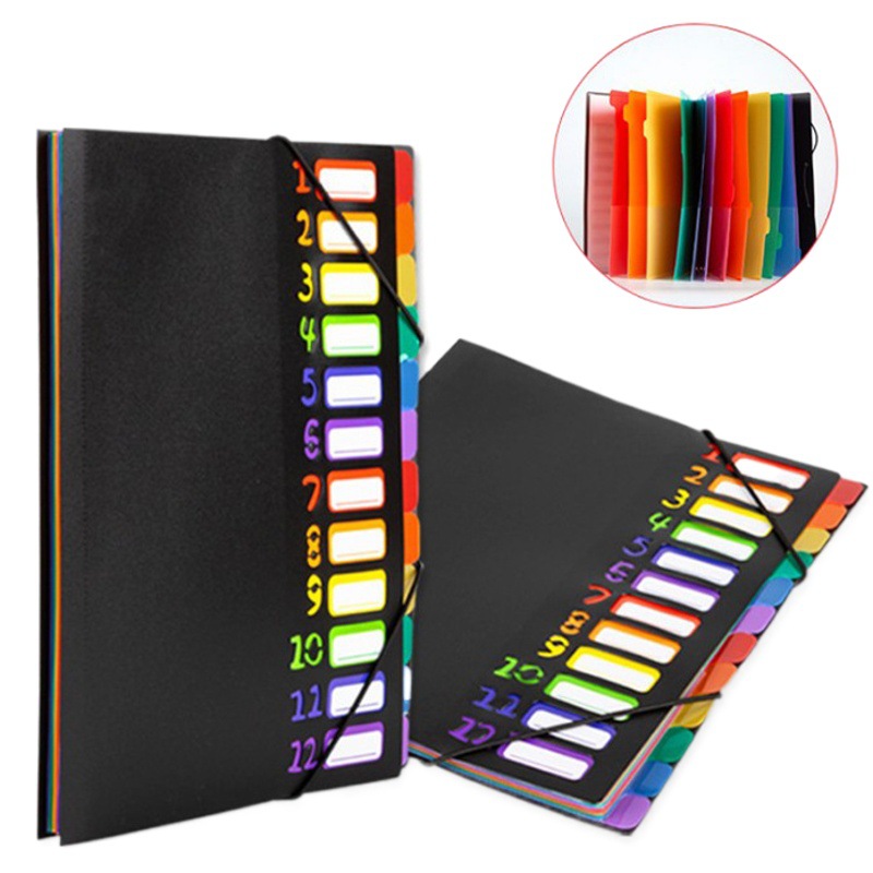Carpeta de almacenamiento de cuerda de encuadernación de clasificación arcoíris de múltiples capas a4