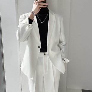Autumn New Style Lightly Mature Style White High-end Suit Top Men's Loose Casual Dummy Suit Jacket