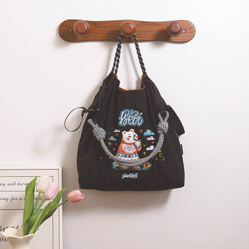 オリジナルの脇下バッグ環境保護ショッピングバッグ絶妙な刺繍防水ナイロンショッピングバッグ手提げレディースショルダーバッグ|undefined