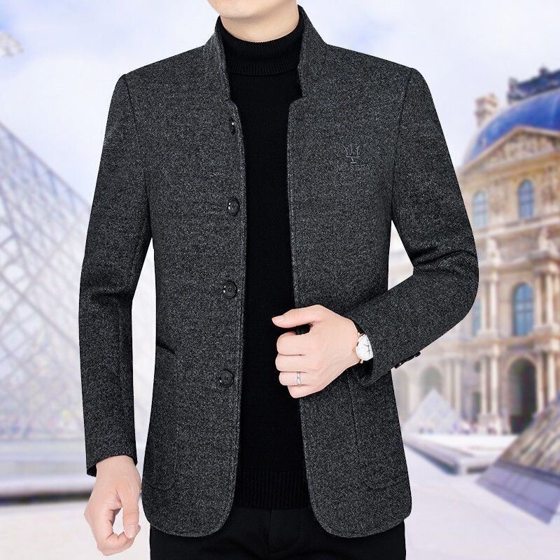 High-End Woolen Coat for Men 2026 New Style Lapel Casual Jacket Autumn and Winter Business Woolen Top with Fleece and Thickened Lining Trendy High-End Woolen Coat for Men 2026 New Style Lapel Casual Jacket Autumn and Winter Business Woolen Top with Fleece and Thickened Lining Trendy