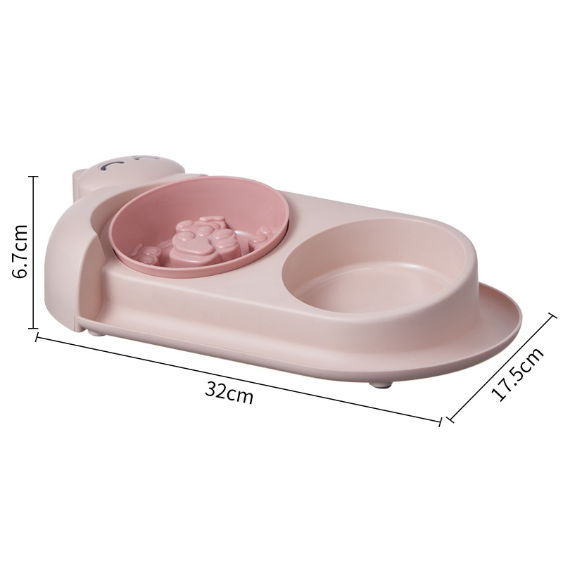 Nuevo cuenco para mascotas, doble cuenco de acero inoxidable para perros, cuenco para gatos anti-volcado, cuenco de comida lenta, cuenco para gatos con cuello de 15 ° para perros al por mayor