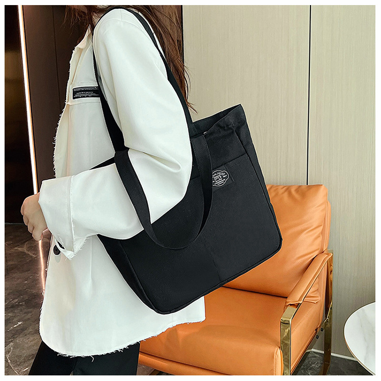 Title 10, Borsa a mano in tela stile preppy da donna, tin...