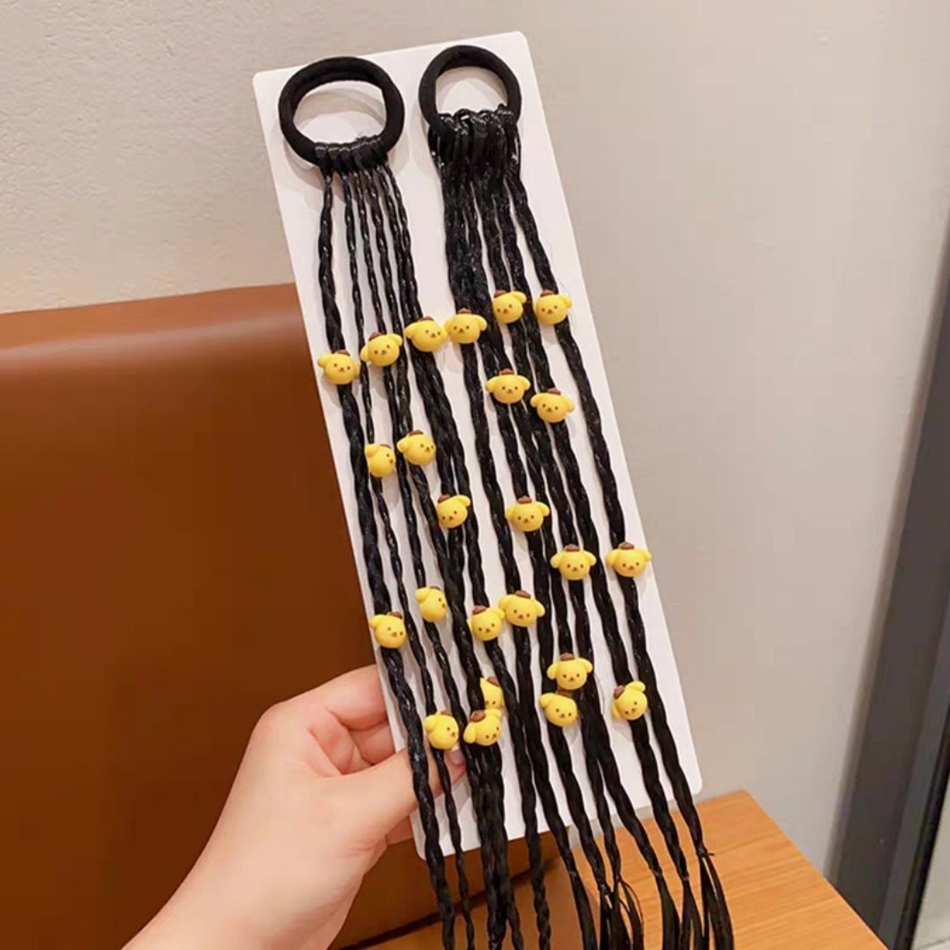 Princesa de nieve para niños peluca trenzada anillo de cabello de cola de caballo alta trenzada cabello de boxeo dulce y fresco trenzado