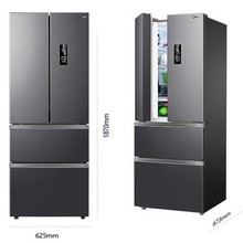美的325升对开双开法式四门多门冰箱家用小户型一级超薄嵌入风冷