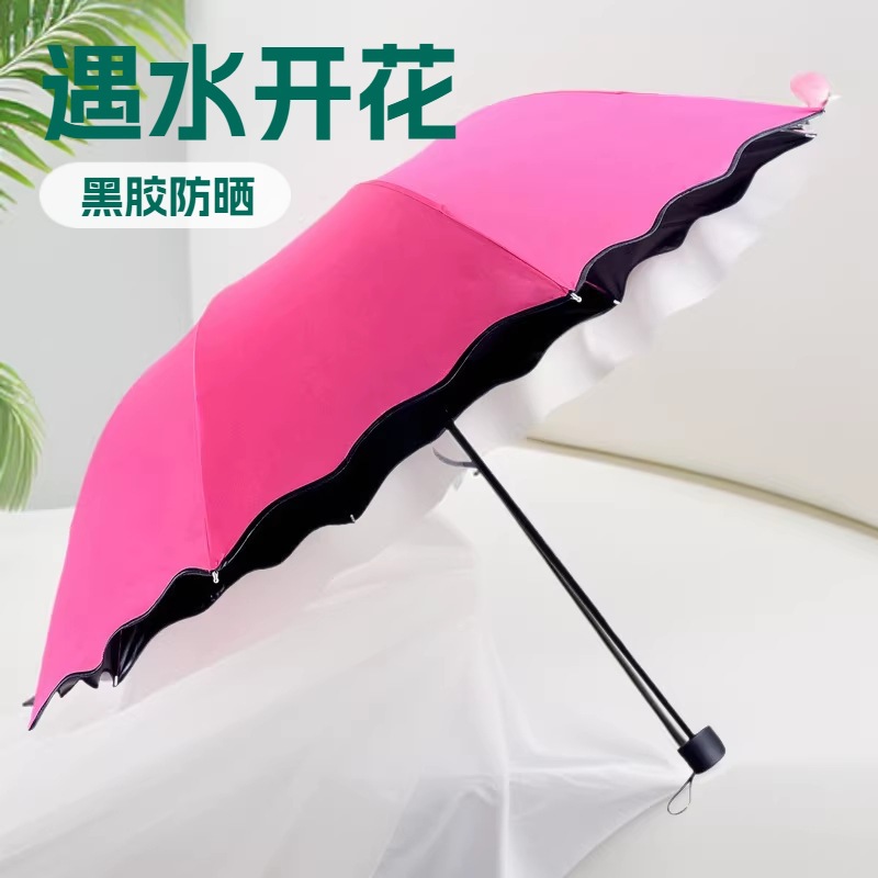 WO vinyl umbrellas wholesale, bloom when wet, sun and rain umbrellas, vinyl sun protection 70% off sun umbrella, custom logo advertising umbrella