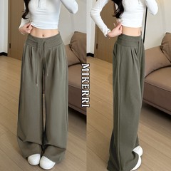 灰色运动裤子女春秋2025新款高腰垂感宽松显瘦直筒阔腿裤美式卫裤