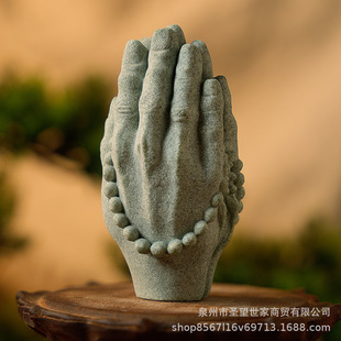 New Chinese Zen Buddha beads hand creative hallway tea ceremony room home landscape green sand stone craft ornaments
