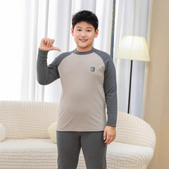 秋衣秋裤加绒胖男童保暖睡衣儿童内衣套装中大童加肥加大打底内穿