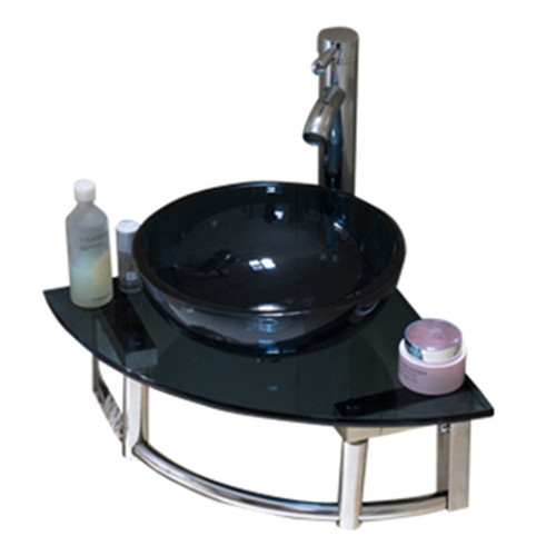 9WOR Small-Sized Wall-Mounted Washbasin with Steel Glass Sink for Bathroom and Toilet Corner