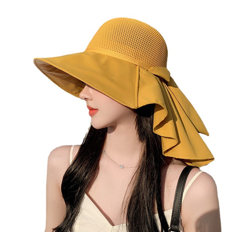 2024 Chapeau de Protection Solaire pour Femmes Protection UV Printemps Nouveau Chapeau de Protection Solaire en Caoutchouc Noir avec Large Bord Chapeau de Pêcheur Tourisme Chapeau d'été Marée_voghion.com