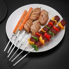 Stainless steel barbecue skewer flat skewer outdoor lamb kebab barbecue skewer steel skewer iron skewer round skewer complete set tools barbecue needle