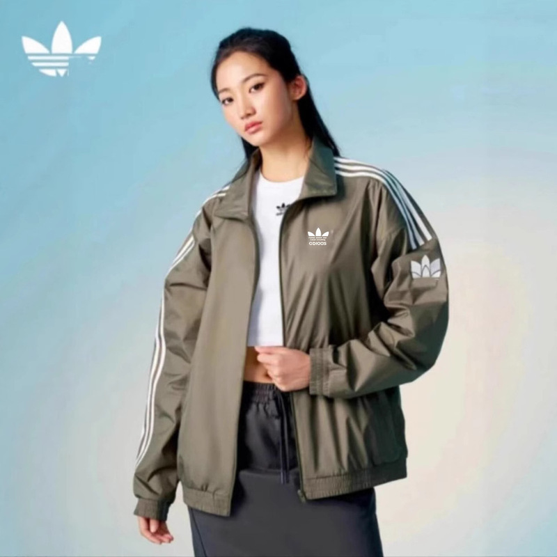 经典款春秋夏刺绣三叶草男女情侣款立领运动休闲夹克外套百搭|undefined