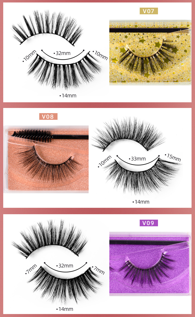 3d Thick Solid Color 1 Pair Natural Long False Eyelashes display picture 2