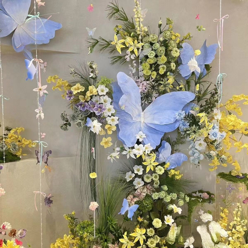 Papel estereoscópico flores mariposas de papel gran gran ventana de boda propensos diseño decoración fotografía boda hueso de tiro