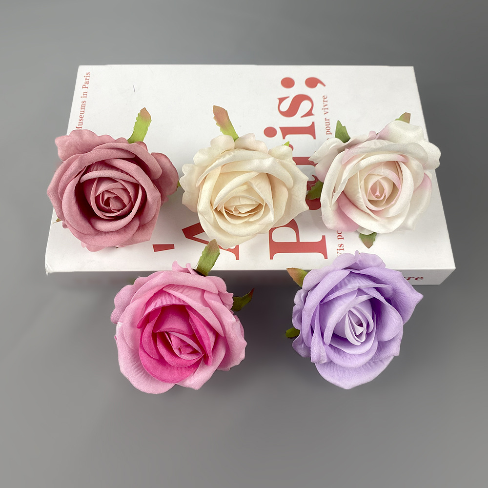 Simulación mini tela de terciopelo de diámetro de 7cm de rosa de alta simulación de cabeza de flor flor flor de pared flor de muñeca flor