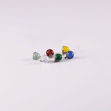 F136钛合金三爪镶东陵玉圆珠耳钉玛瑙珠穿刺饰品头配件舌钉耳骨钉