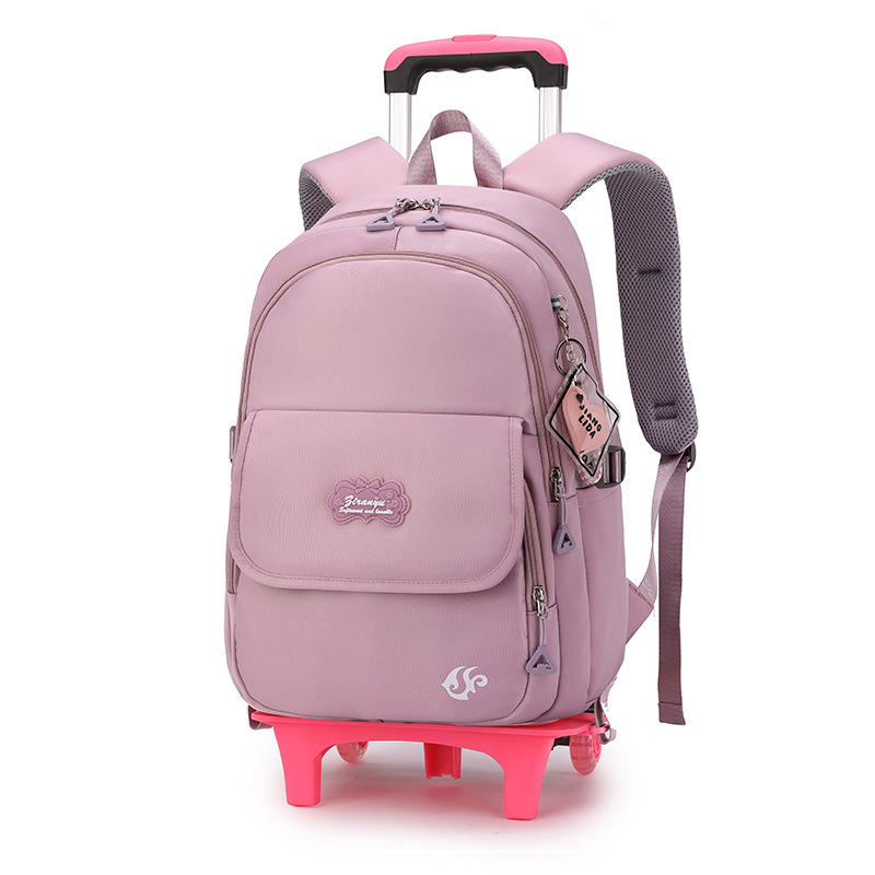 Peces naturales nuevo carro Escuela Primaria niñas color sólido estilo gran capacidad de reducción carga mochila desmontable