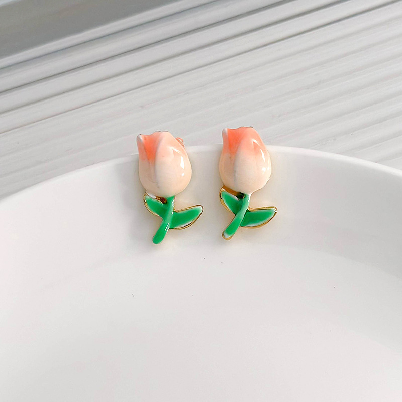 1 Pair Sweet Fruit Heart Shape Flower Stoving Varnish Inlay Alloy Resin Copper Rhinestones Pearl Ear Studs display picture 22