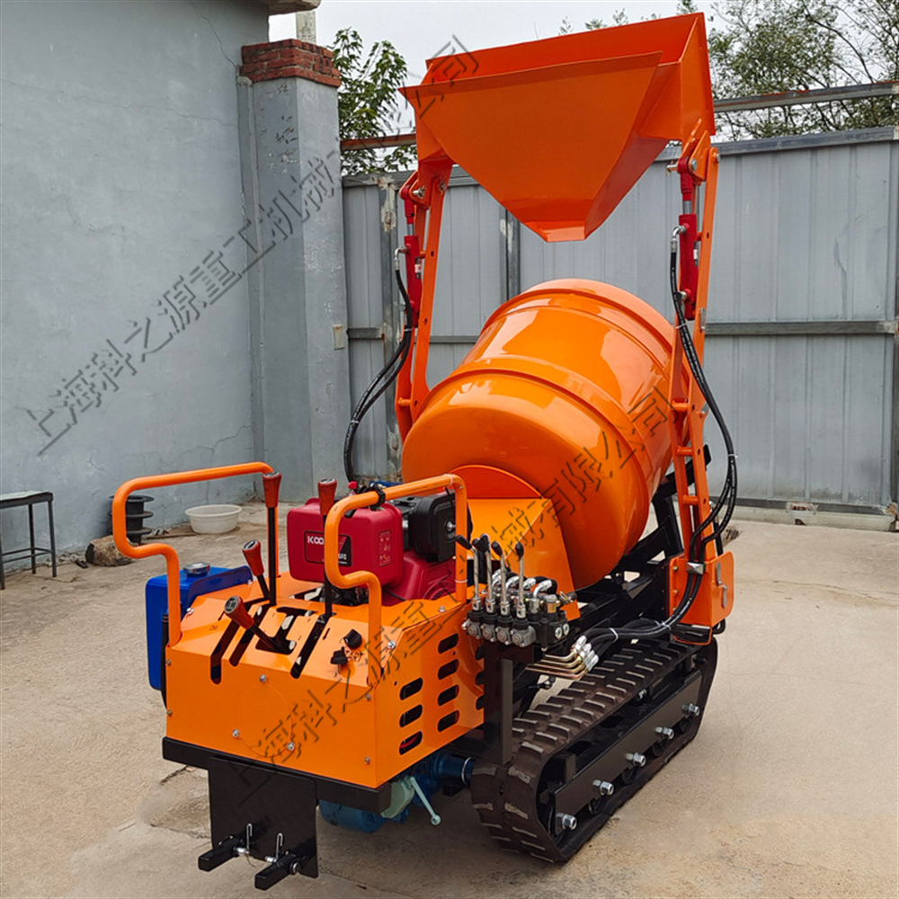 反转出料移动便携混凝土搅拌机 360度翻转橡胶履带式混凝土搅拌机