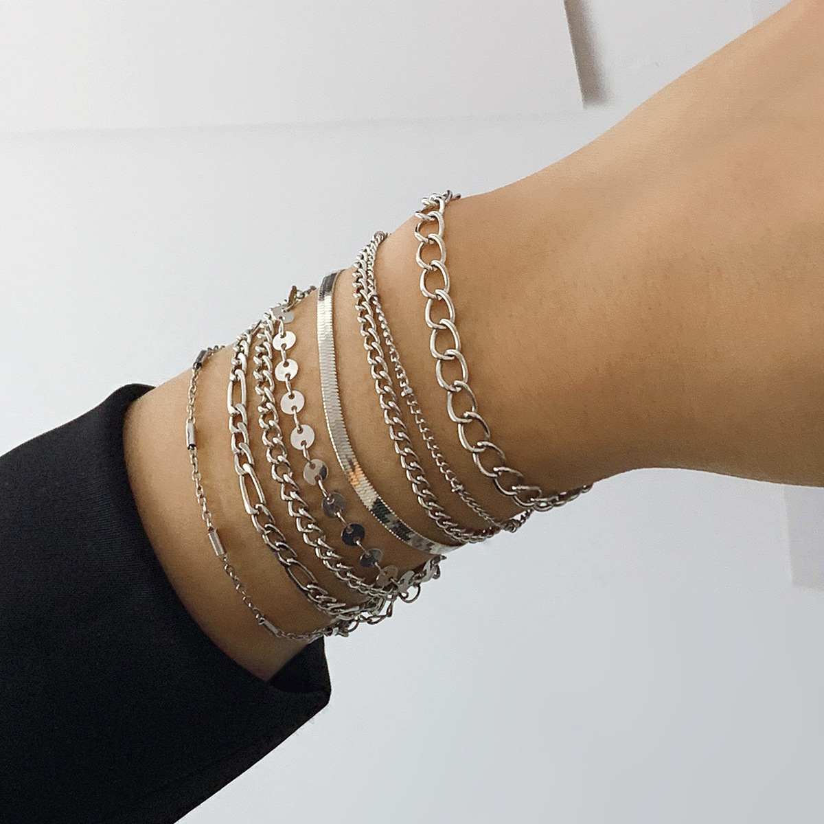 Bijoux en métal style punk avec ensemble complet de diamants et chaîne à griffes, bracelet à paillettes en os de serpent et papillon_voghion.com