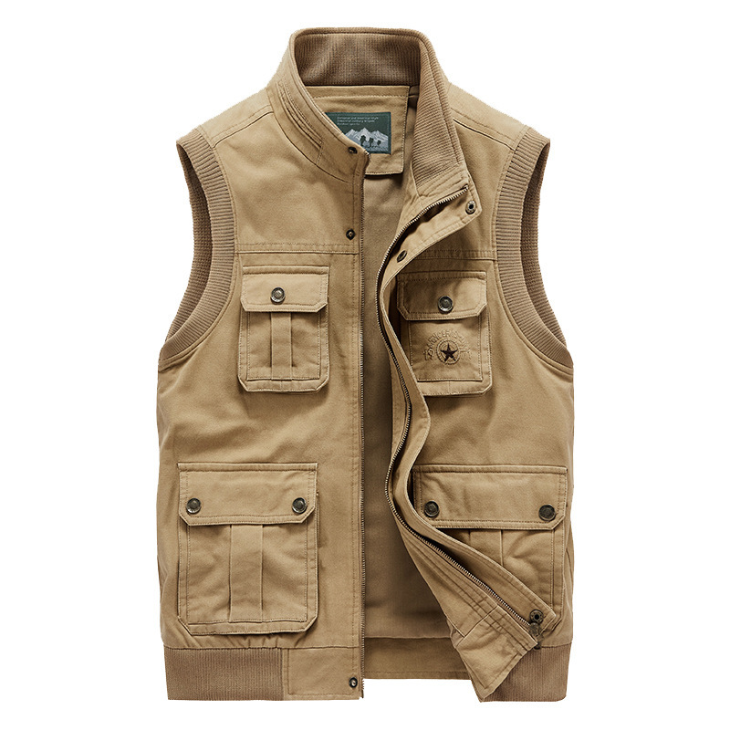 2021 Spring, Autumn, and Winter Outdoor Vest for Men, Workwear Vest, Large Size Men's Clothing, Multi-Pocket Waistcoat, Workwear Style
