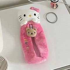 Small Red Book Style Powder fufu High-Artistic-Value Girly Heart Pen Bag, Instagram Student Style Large Capacity Multi-Function Storage Bag