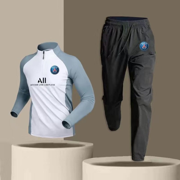 2324 juego de entrenamiento de fútbol masculino primavera y otoño rápido seco deporte de carrera dos piezas juego de cuello medio cremallera pantalones de manga larga