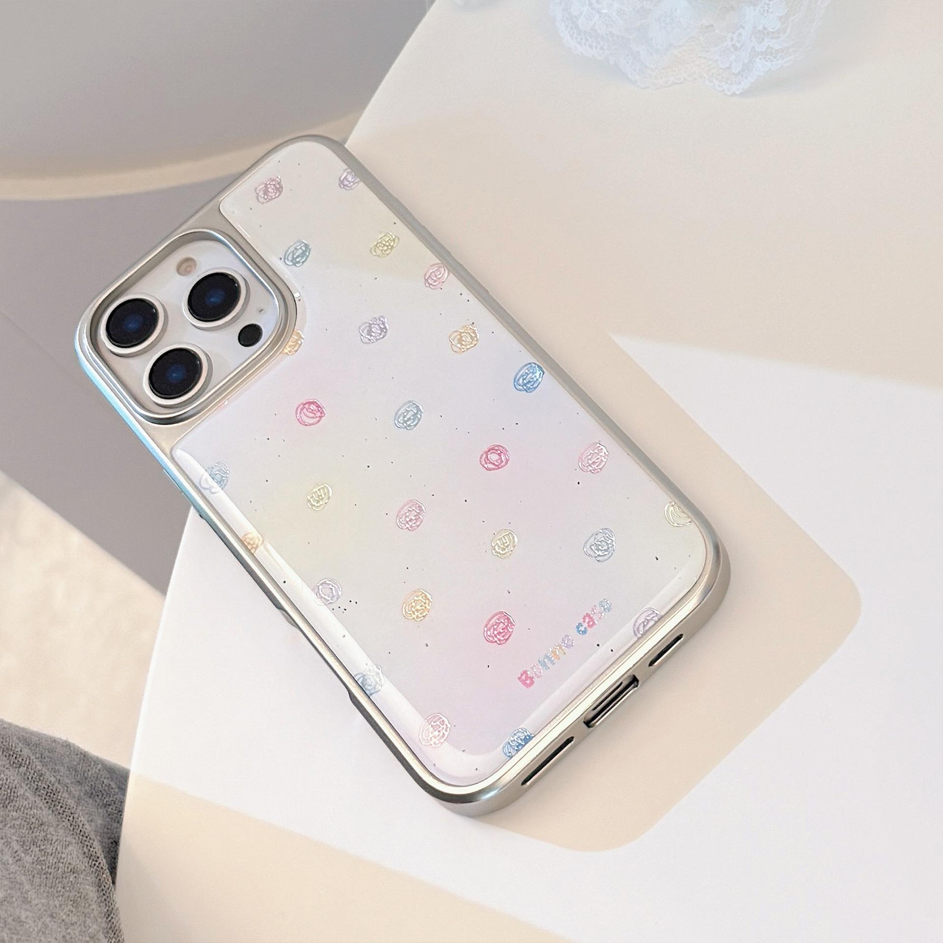 Serie de grupos de líneas de color manchado dorado con gotas de pegamento para iP16promax funda para teléfono móvil Apple 15pro anti-caída 14/13