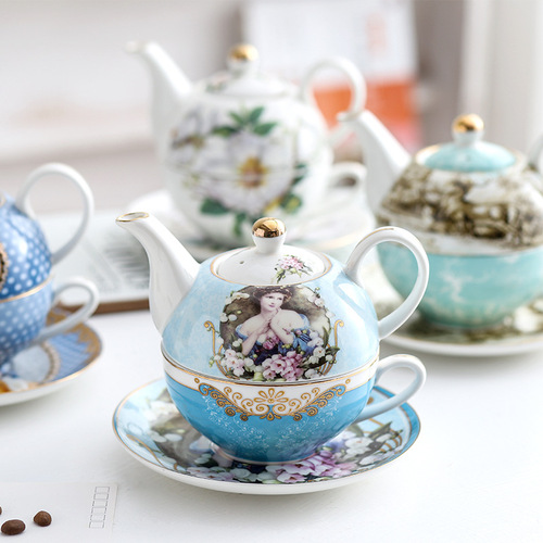 S83V wholesale ceramic flower teapot British flower single pot luxury mother-in-law pot office retro cup and saucer afternoon flower