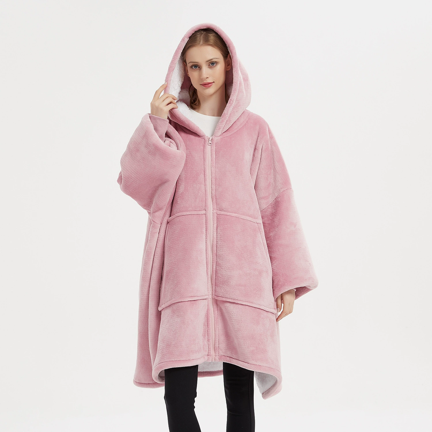 Flannel pijama with hood for beloved, Amazon, increased thickness, plus size, 2023 collection