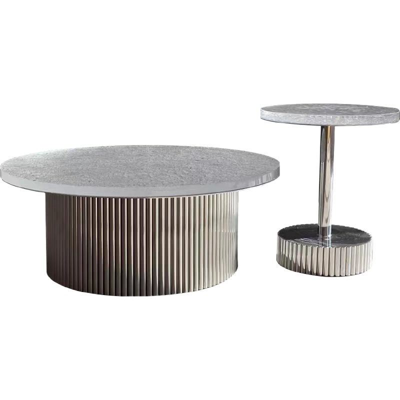 Acrílico mesa redonda de té combinación Luz de lujo de gama alta pequeño apartamento sala de estar hogar simple mesa de té de vidrio moderno