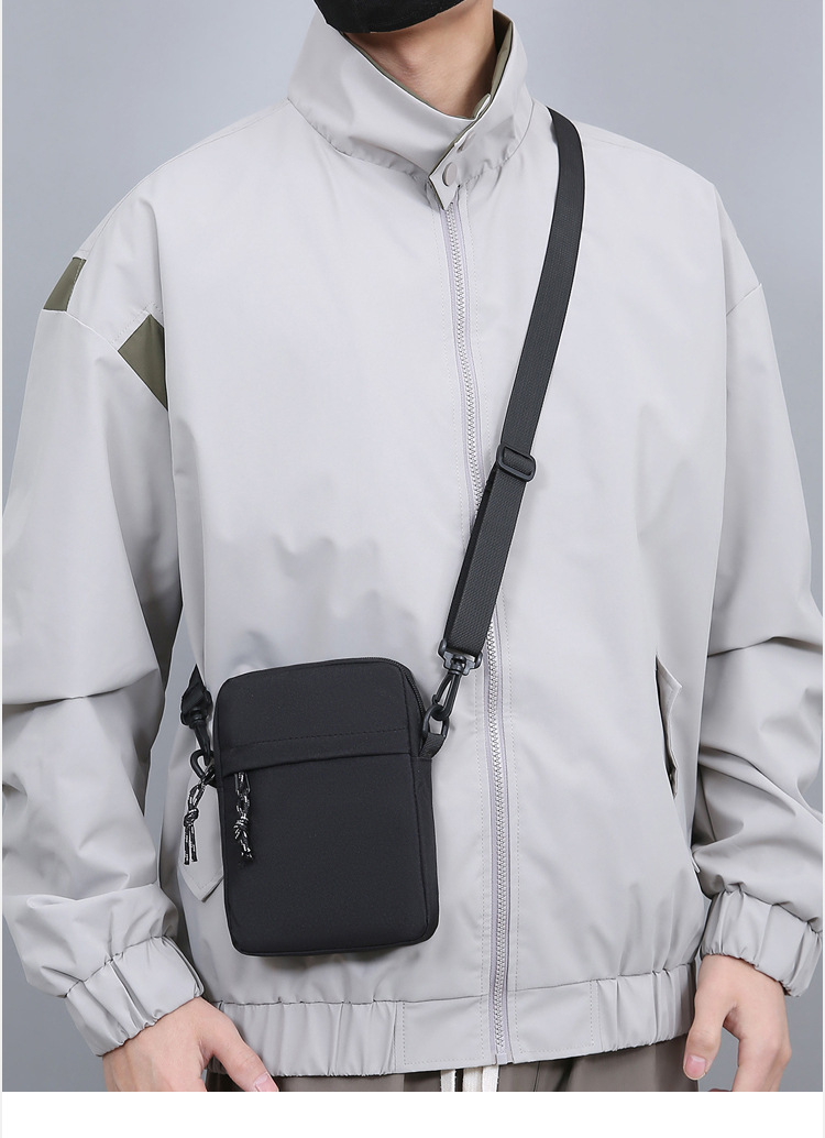 Zipper Closure Type Men's Solid Color Oxford Cloth Zipper Crossbody Bag