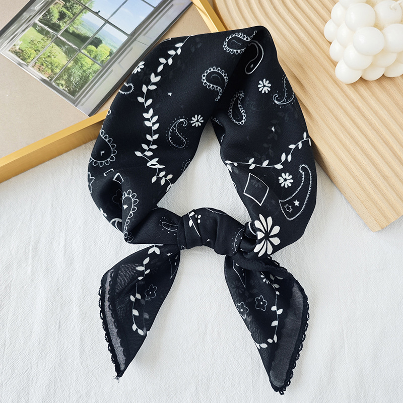 Toalla cuadrada fina de algodón y lino, fresca y transpirable, bufanda de seda pequeña con decoración literaria suave para mujer, bufanda de verano, bufanda pequeña de todo fósforo para mujer