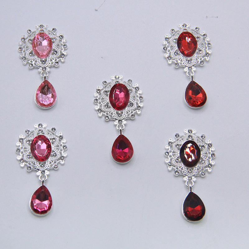 国境を越えた売れ筋 45*25 ミリメートル合金ラインストーンブローチ DIY リボンアクセサリー衣類手作りジュエリーアクセサリー直接バッチ