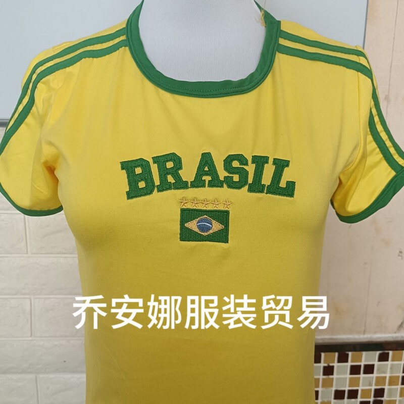 European and American Spring New Arrivals 2026 Women's Short-Sleeved Round Neck Casual Letter Embroidery Simple Style T-Shirt