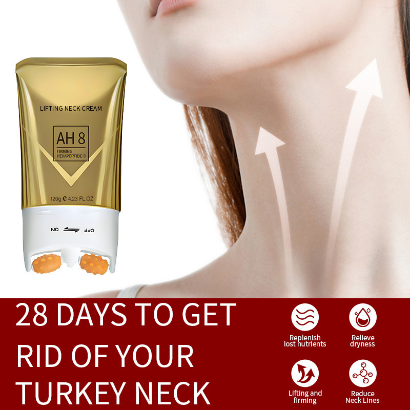 跨境保湿滚轮按摩颈霜 AH-8 Firming Neck Cream颈部紧致滚轮霜|undefined