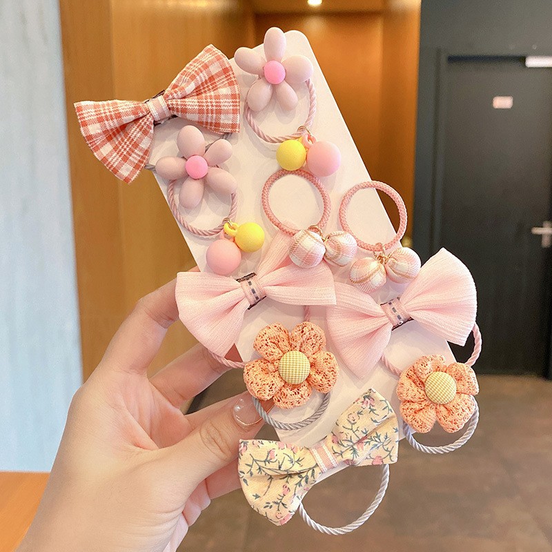 Banda de goma para niños cuerda de pelo para bebés tela para niñas arco de flores no duele accesorios para el cabello banda de pelo lindo Tocado de cola de caballo