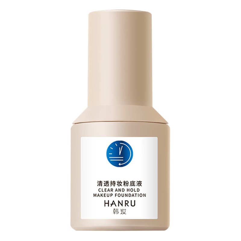 Base de Maquillaje Líquida Transparente y de Larga Duración HANRU, Corrector Natural para una Piel Suave, Base de Maquillaje de Larga Duración que No se Agrieta para Piel Grasa