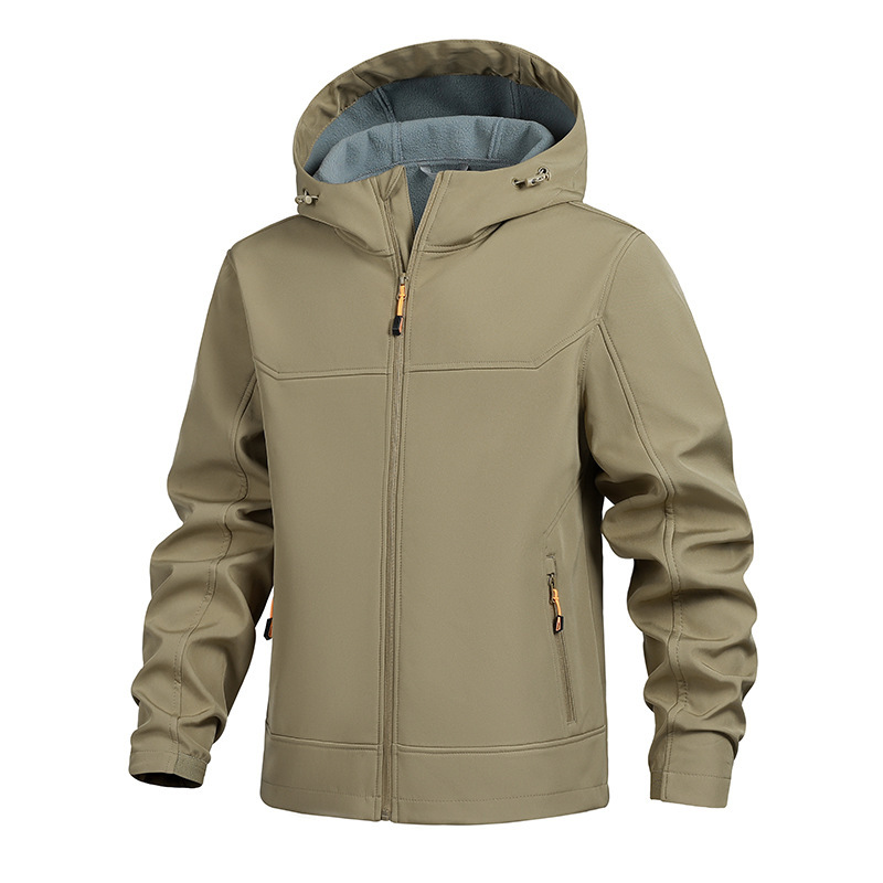 2025 New Velvet Soft Shell Jacket Casual Hooded Jacket Men's Outdoor Windproof and Waterproof Jacket Men's Outdoor