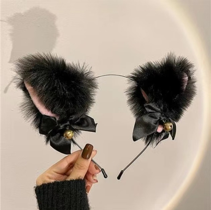 クロスボーダー日本のかわいいぬいぐるみ猫耳カチューシャインターネット有名人甘いヘアアクセサリー猫の鐘ぬいぐるみカチューシャアクセサリー|undefined