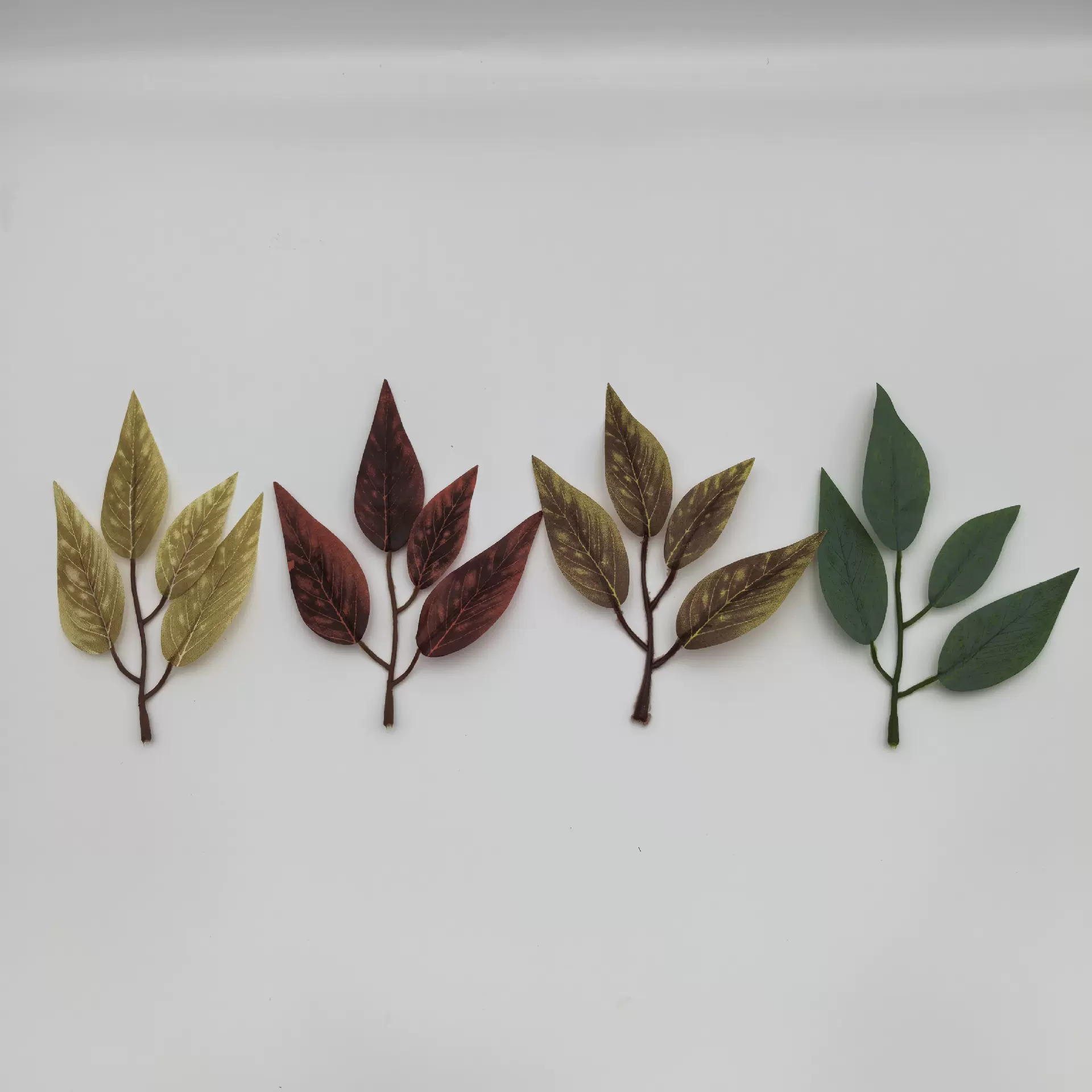 厂家直供仿真叶四叉丝印榆树叶地瓜叶灯笼叶尖叶装饰配件现货批发