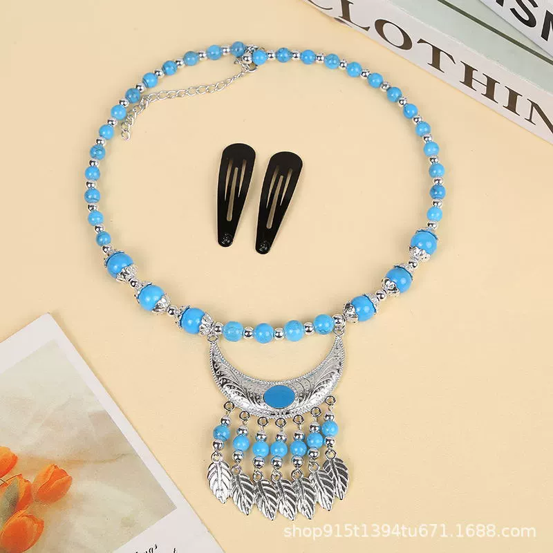 Оптовая продажа ретро этнический стиль воротник ожерелье головной убор экзотический Тибетский головной убор месяц кисточка Путешествия Фото аксессуары