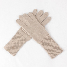 7针平纹纯山羊绒加厚分指手套 高罗纹拇指食指开口方便实用手套冬