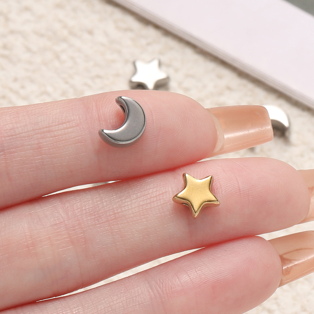 10g Weight Beads Jewelry Making Type DIY Ornament Accessories Classification 5 PCS/Package Quantity 304 Stainless Steel Material Star, Moon, Heart Shape Pattern All Seasons Season Elegant, Cute Style 5 PCS/Package Stainless Steel Star Moon Heart Shape Beads DIY Ornament Accessories 7