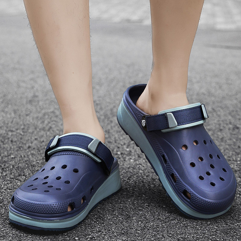 Una pieza de zapatos con agujeros para el cabello, verano para hombres, nuevas zapatillas de plataforma al aire libre, zapatos de playa casuales antideslizantes, zapatos de vadeo de gran tamaño