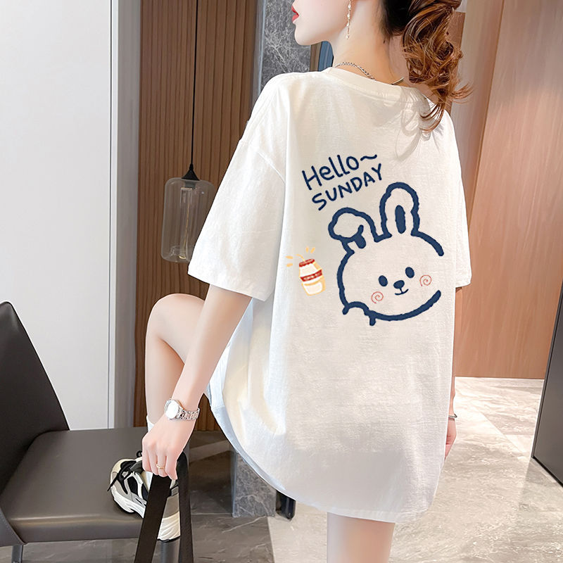 150kg Maternity Loose-Fitting Belly-Covering Top Half-Sleeved Fat mm Large Size T-Shirt Women's Short-Sleeved Fat Girl 100kg