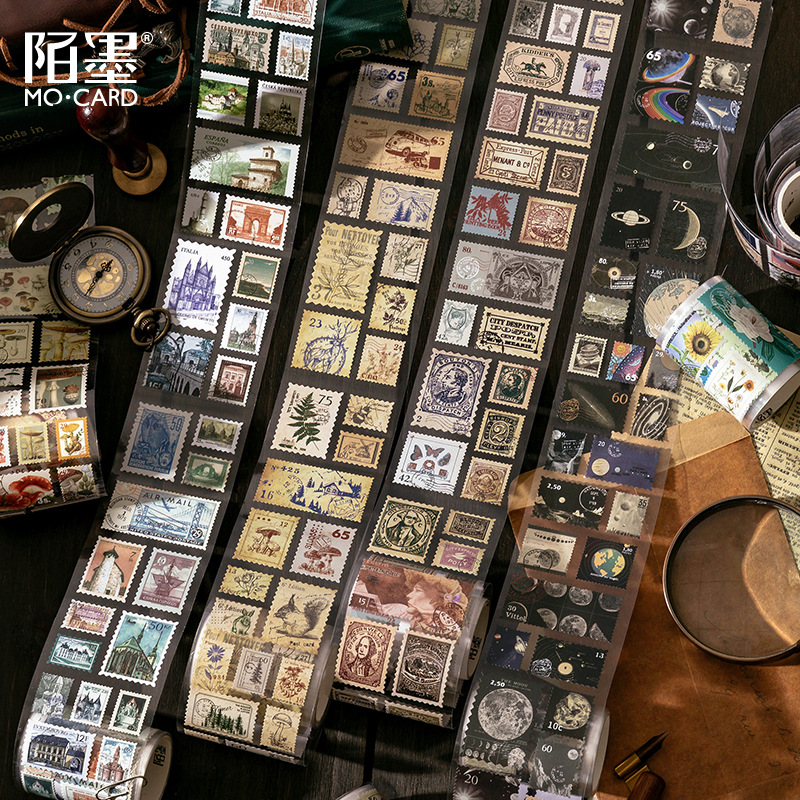 Cinta adhesiva MoMo serie oficina de correos retro natural pegatinas decorativas DIY diario