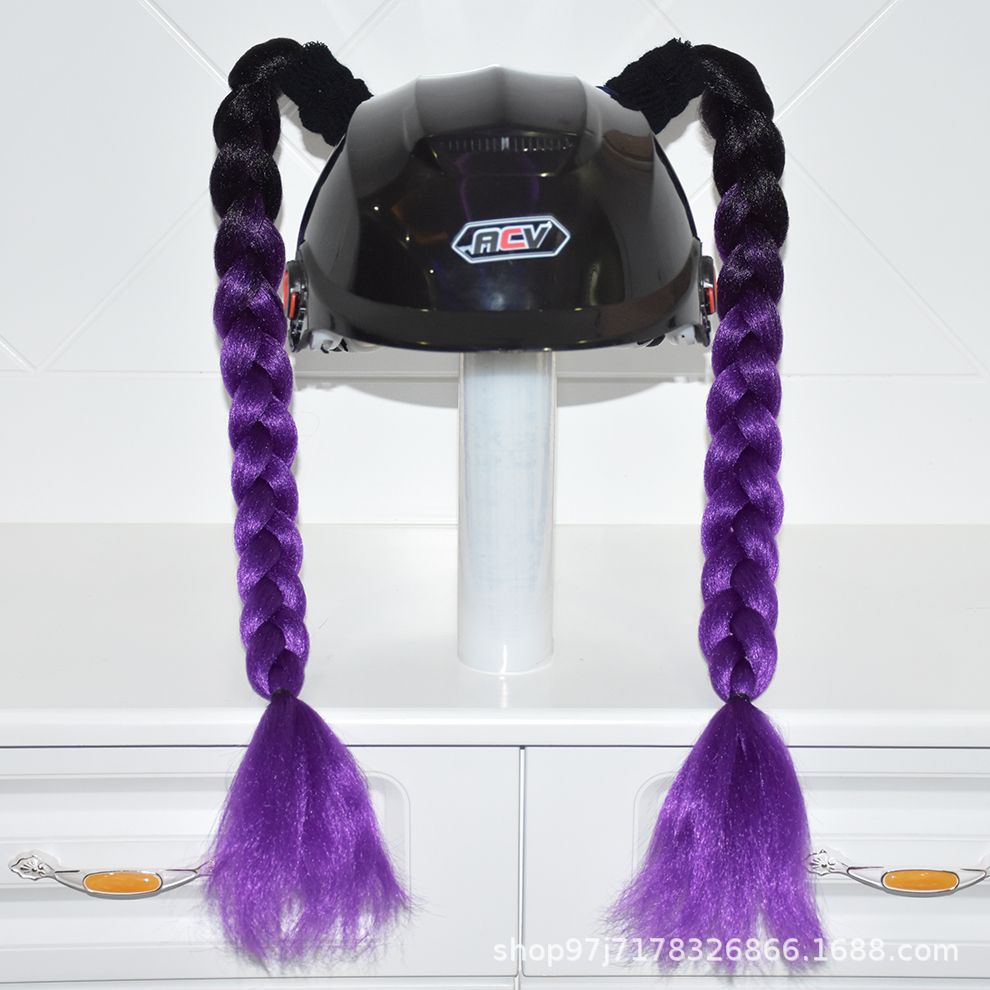 Auto Parts and Accessories | Motuoche Full Helmet Takeaway - black-and-purple-braids-pair