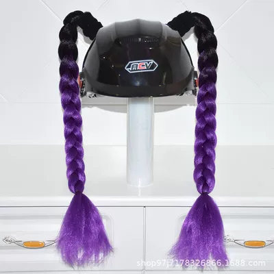 Motosiklet dəbilqələri | Full Helmet, Delivery - a-pair-of-black-and-purple-braids