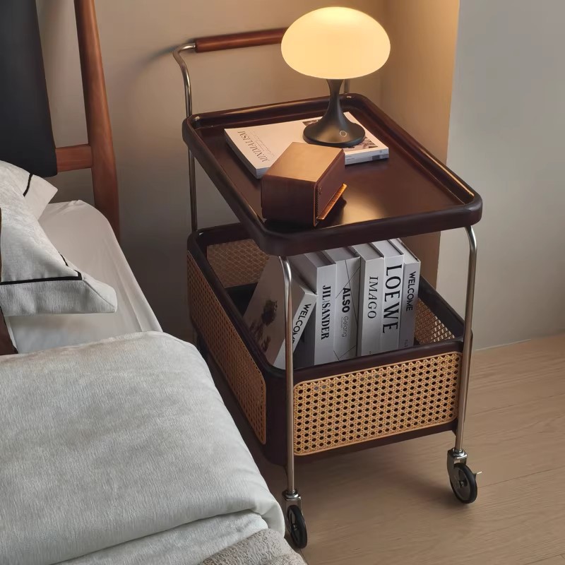Cama de lado pequeño lado móvil dormitorio pequeño estilo medieval casa de madera sólida mesilla de cama red